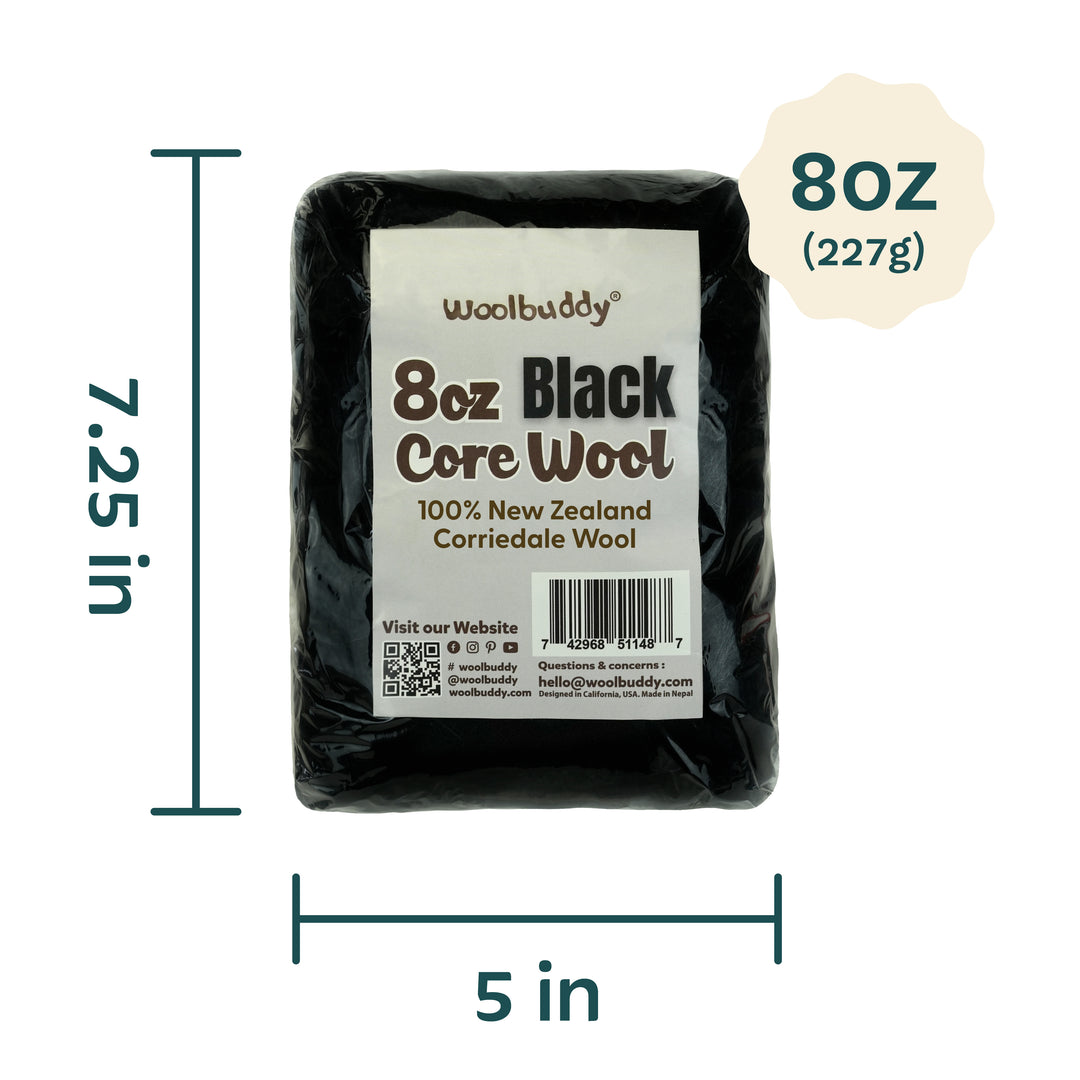 Corriedale Wool Black – Premium Wool Roving for Needle Felting & Crafts | Woolbuddy