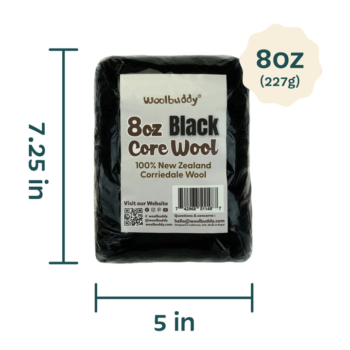 Corriedale Wool Black – Premium Wool Roving for Needle Felting & Crafts | Woolbuddy