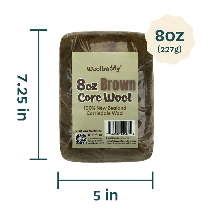 8 oz Brown Corriedale Wool – Roving for Felting, Spinning & Crafting | Woolbuddy