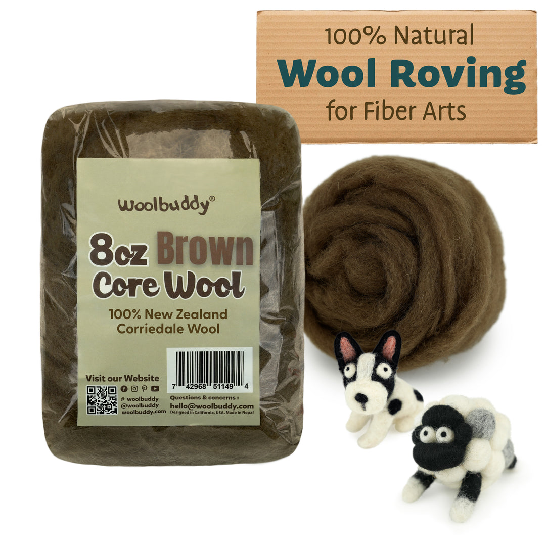 8 oz Brown Corriedale Wool – Roving for Felting, Spinning & Crafting | Woolbuddy