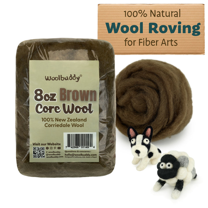 8 oz Brown Corriedale Wool – Roving for Felting, Spinning & Crafting | Woolbuddy