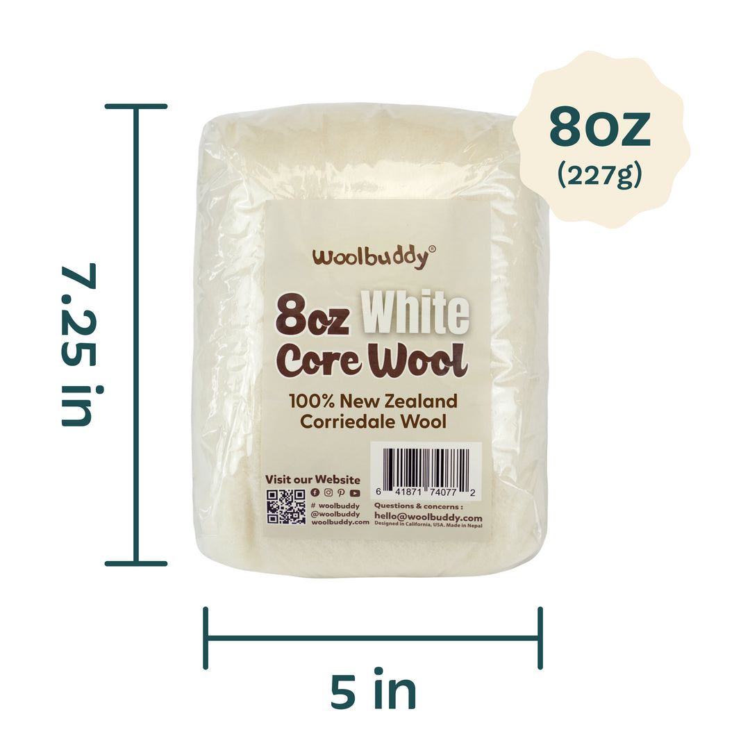 Corriedale Wool White – Premium Natural Wool Roving for Needle Felting & Crafts | Woolbuddy