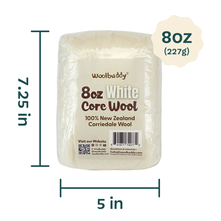 Corriedale Wool White – Premium Natural Wool Roving for Needle Felting & Crafts | Woolbuddy