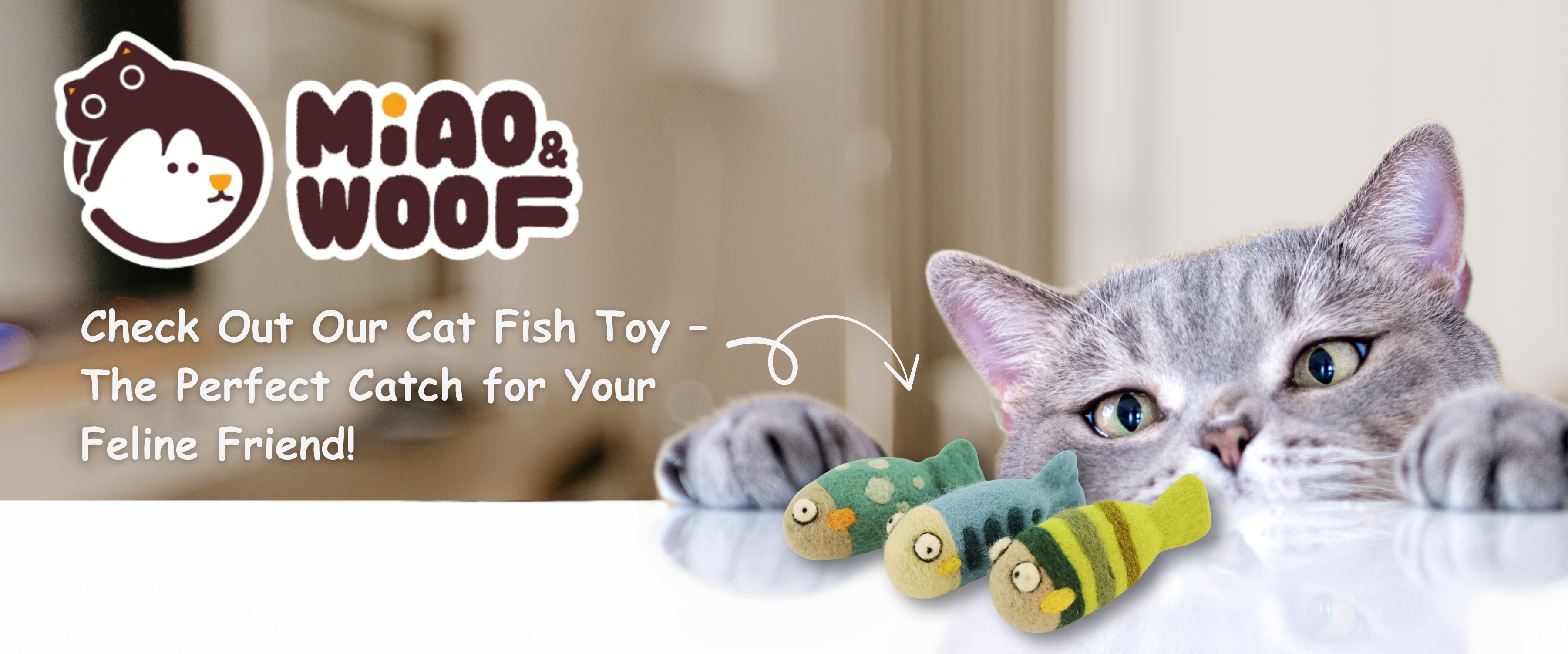 Felt fish toy for cats made from wool