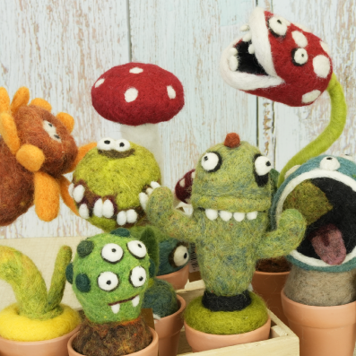 Handmade Needle Felted Monster Plants
