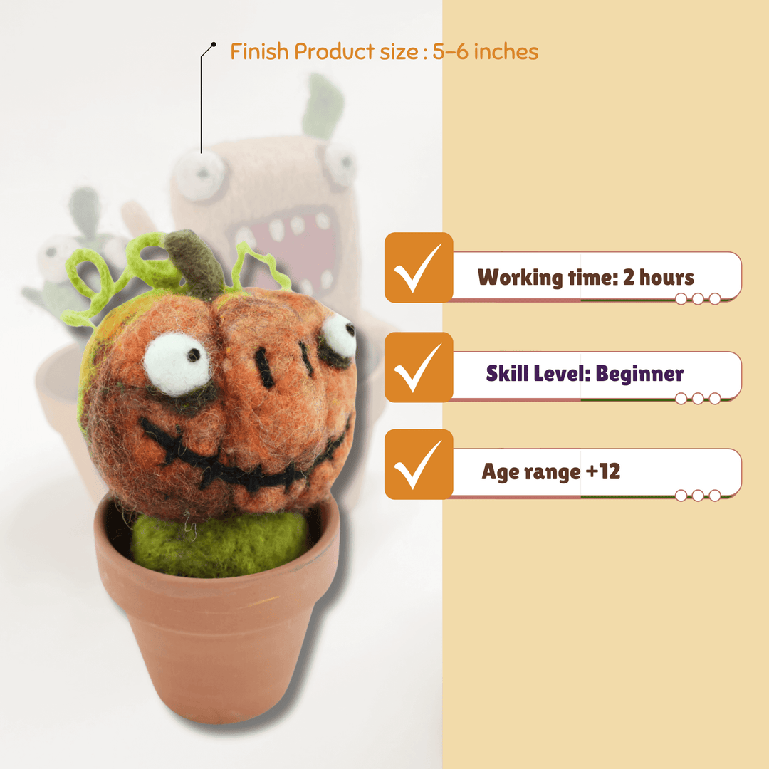 Needle Felting Pumpkin Kit Finished product