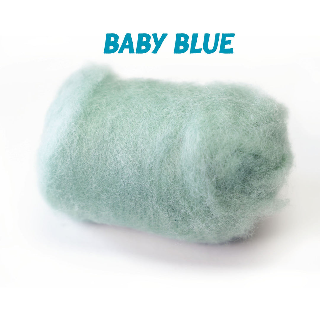 Corriedale Wool Baby Blue– Premium Natural Wool Roving for Needle Felting, Spinning, and Crafting | Woolbuddy