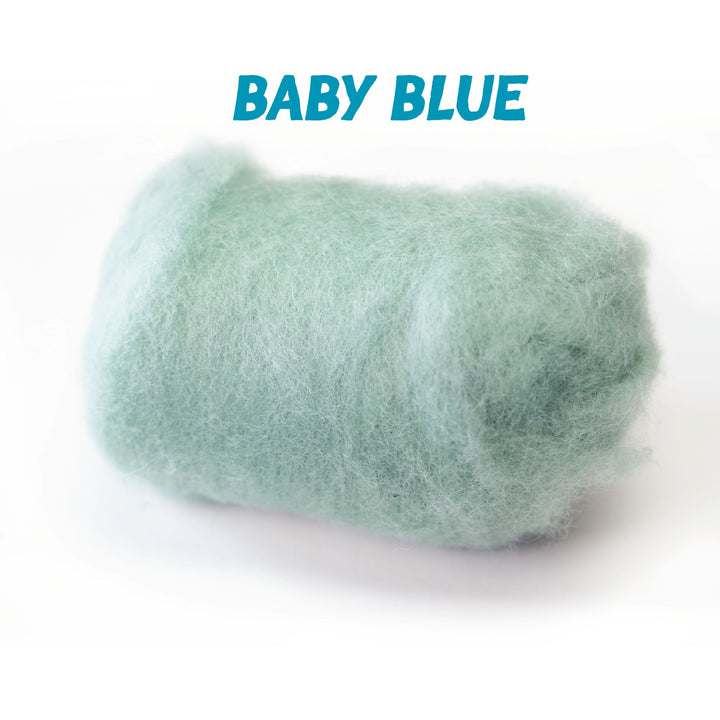 Corriedale Wool Baby Blue– Premium Natural Wool Roving for Needle Felting, Spinning, and Crafting | Woolbuddy