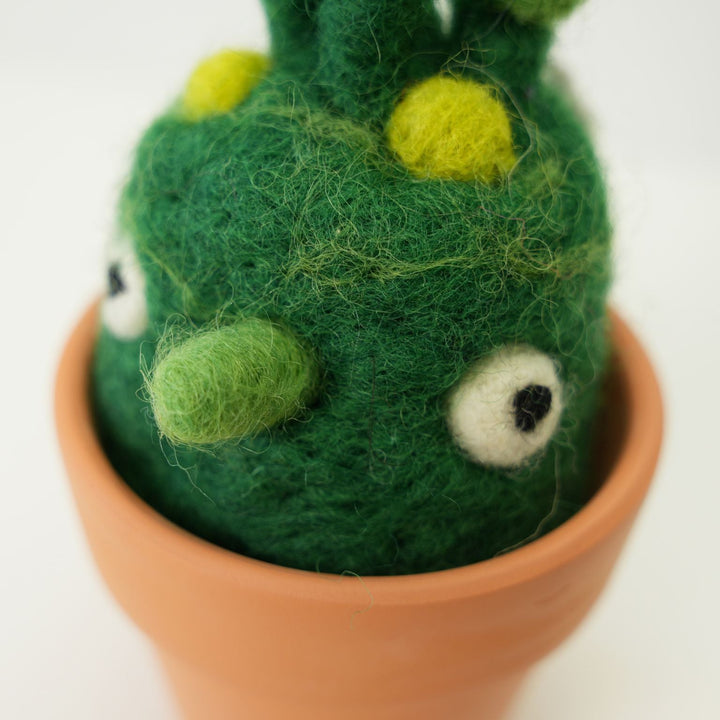 Bean-Bean Monster Plant with Clay Pot – Handmade Wool Felt Fantasy Creature Décor | Woolbuddy