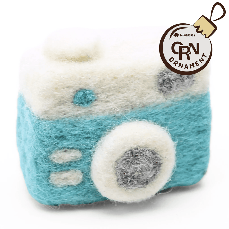 Blue Camera Ornament - Woolbuddy