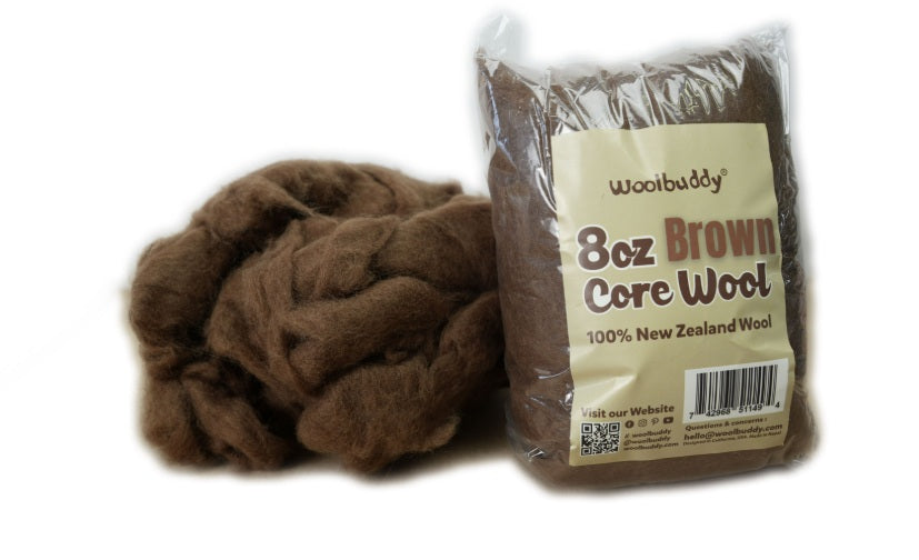 8 oz Corriedale Wool Brown– Premium Natural Wool Roving for Needle Felting, Spinning, and Crafting | Woolbuddy