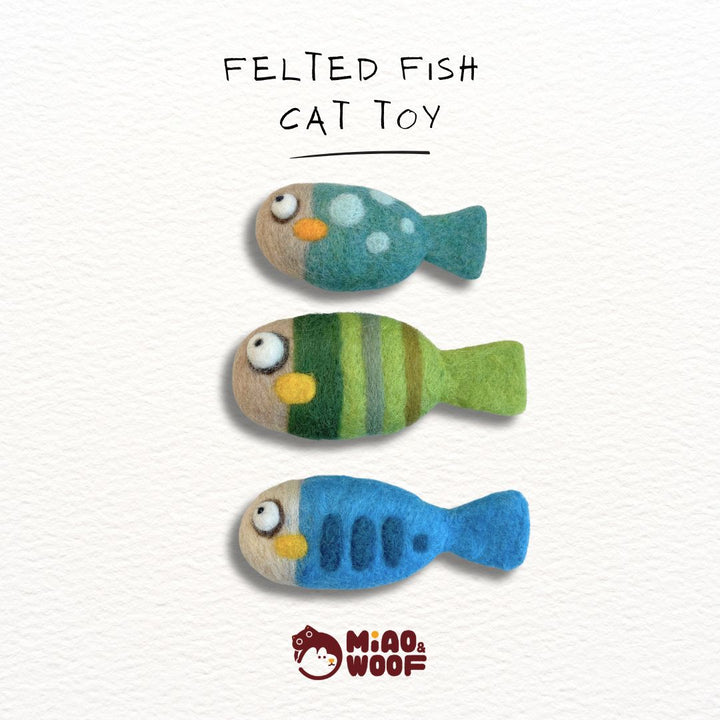 Woolbuddy Felted Fish Cat Toy – Handmade Natural Wool Toy for Cats