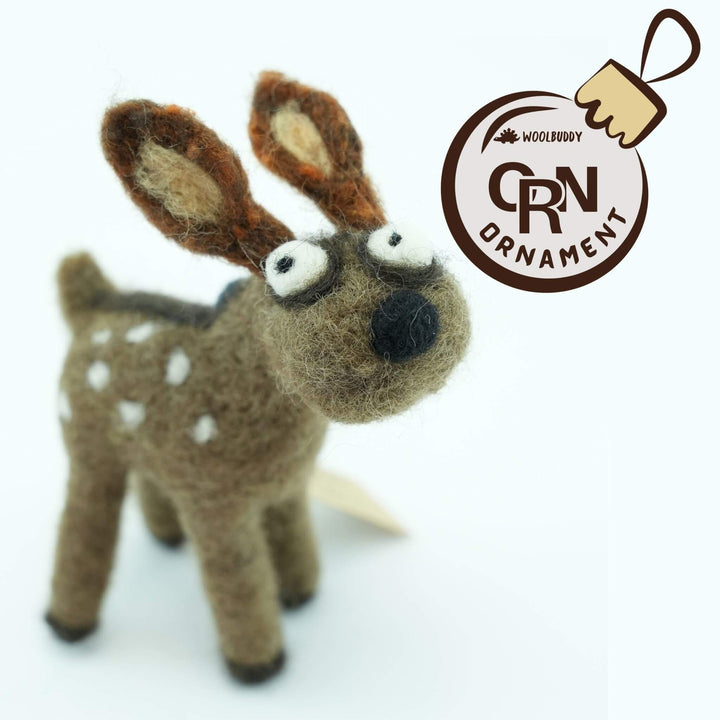 Handmade Wool Felt Deer Ornament – Cute Desk or Bag Decor | Woolbuddy