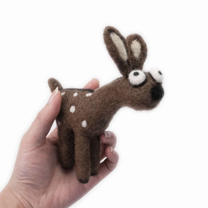 Handmade Wool Felt Deer Ornament – Cute Desk or Bag Decor | Woolbuddy
