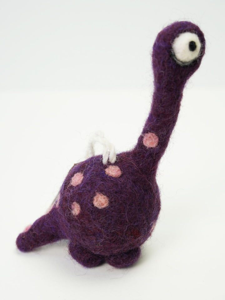 Handmade Wool Felt Brachiosaurus Ornament – Dinosaur Décor, Charm & Car Accessory | Woolbuddy