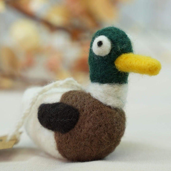 Handmade Wool Felt Green-Head Duck Charm – Bag & Key Accessory | Woolbuddy