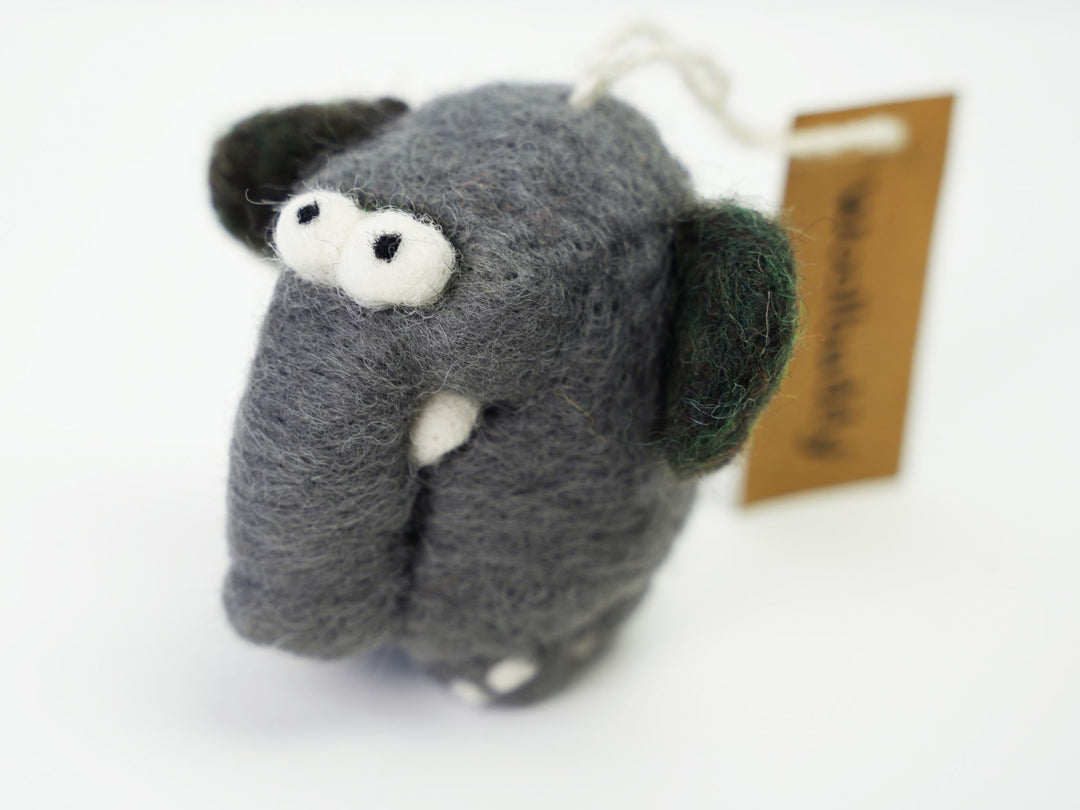 Handmade Wool Felt Elephant Ornament – Cute Animal Christmas Tree Decoration | Woolbuddy