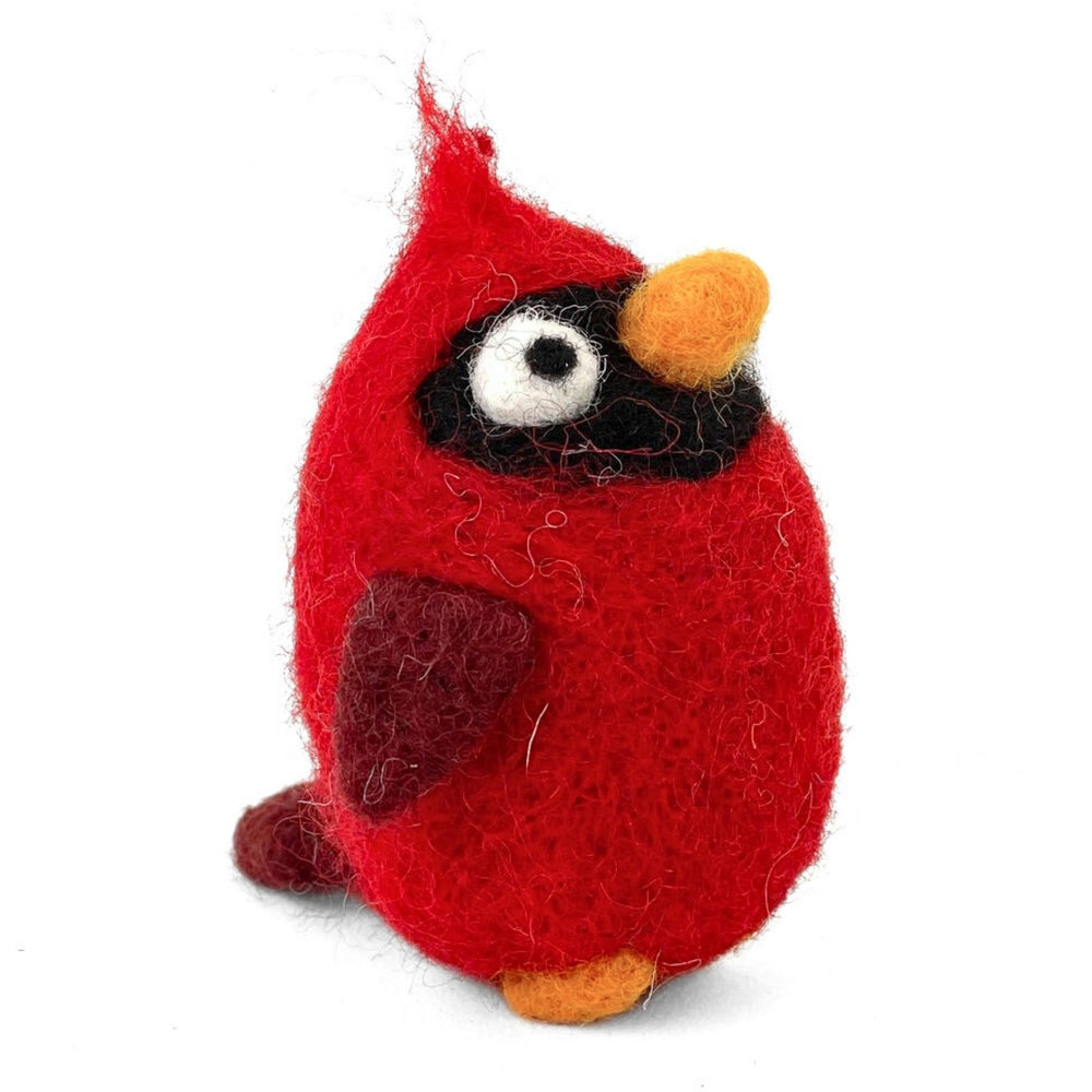 felted cardinal, wool ornament