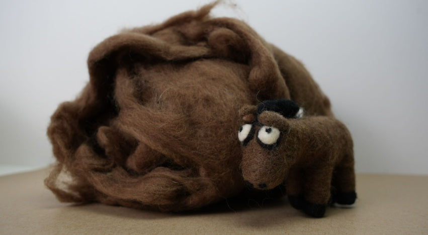 8 oz Corriedale Wool Brown– Premium Natural Wool Roving for Needle Felting, Spinning, and Crafting | Woolbuddy