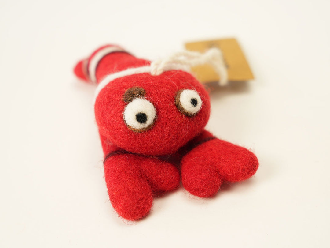 Handmade Wool Felt Lobster Ornament – Cute Ocean Animal Christmas Decoration | Woolbuddy