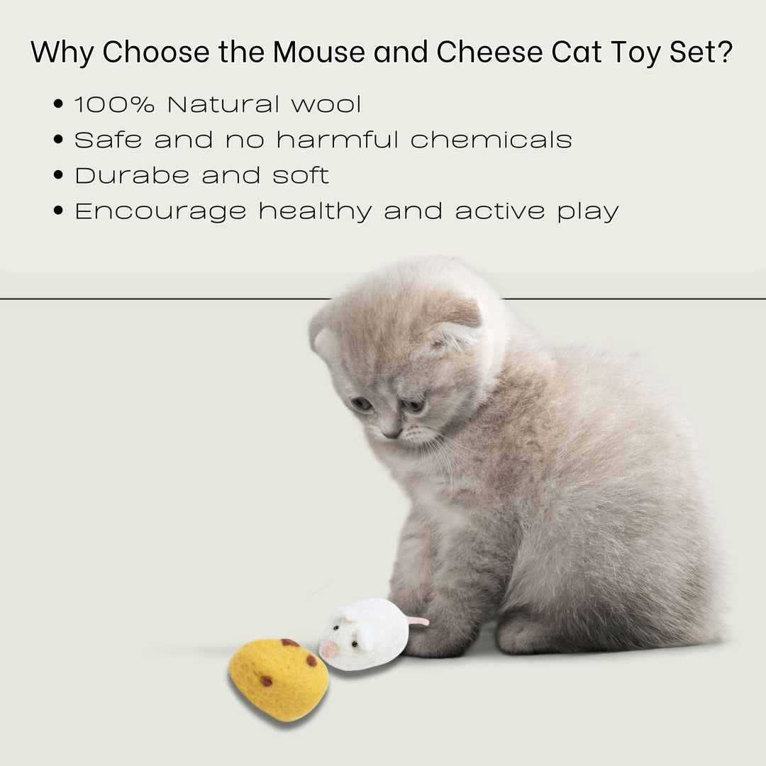 M&W Cat Mouse & Cheese Toy Set - Woolbuddy