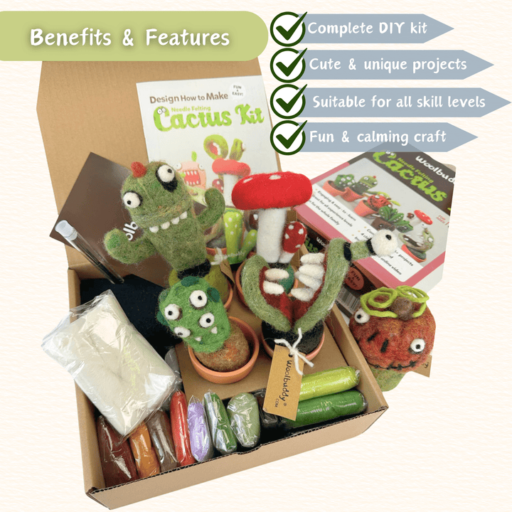 Needle Felting Cactus Kit - Woolbuddy