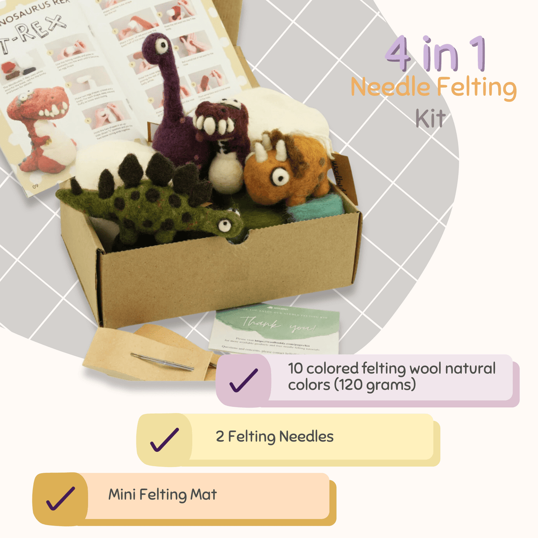 Needle Felting Dinosaur Kit - Woolbuddy