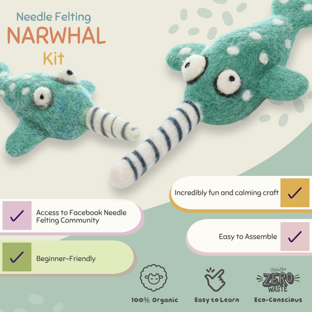 Needle Felting Narwhal Kit - Woolbuddy