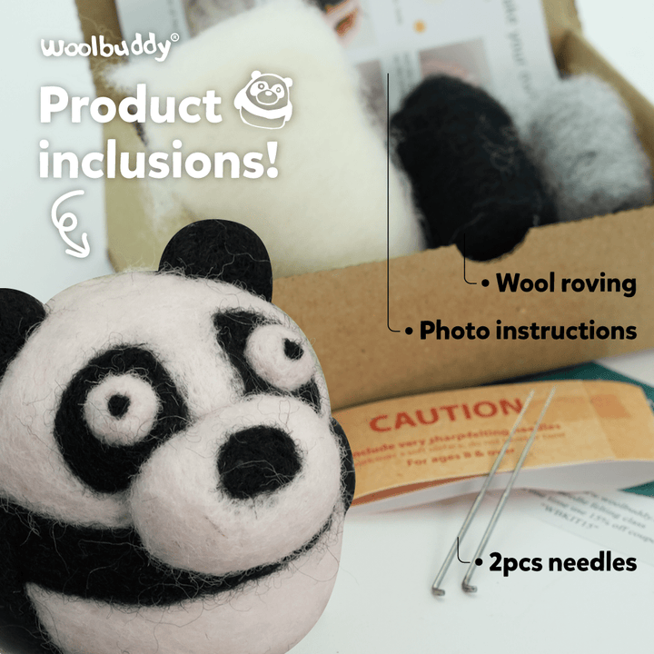 Needle Felting Panda Kit - Woolbuddy