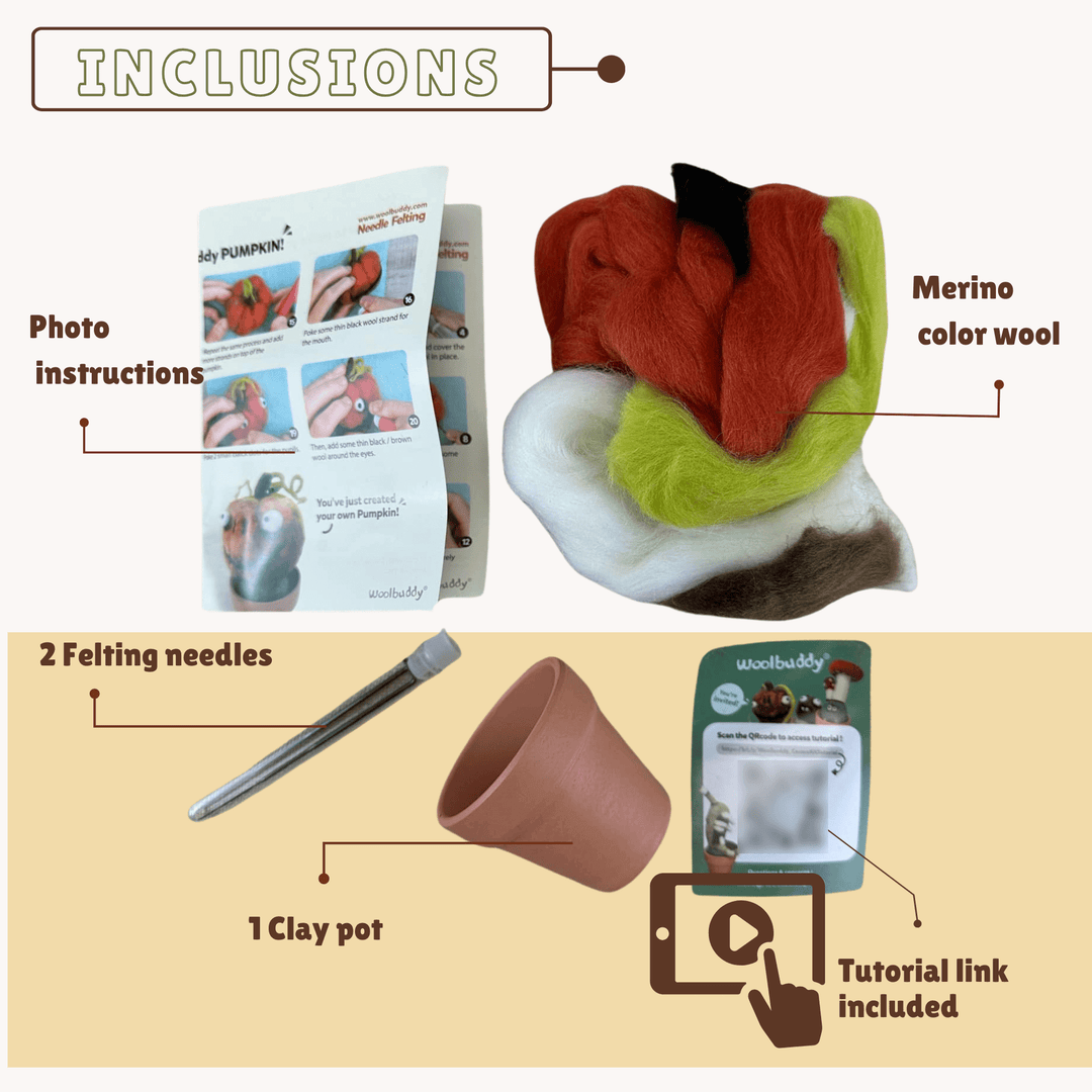 DIY Needle Felting Kit – Handmade Wool Felt Pumpkin for Fall and Halloween Décor