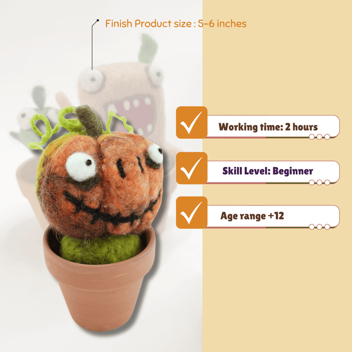 DIY Needle Felting Kit – Handmade Wool Felt Pumpkin for Fall and Halloween Décor