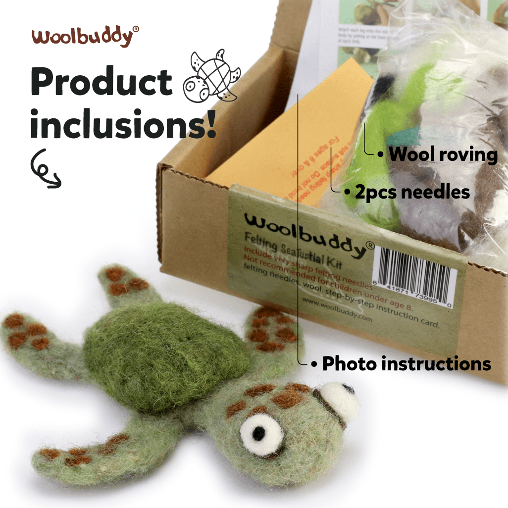 Needle Felting Sea Turtle Kit - Woolbuddy