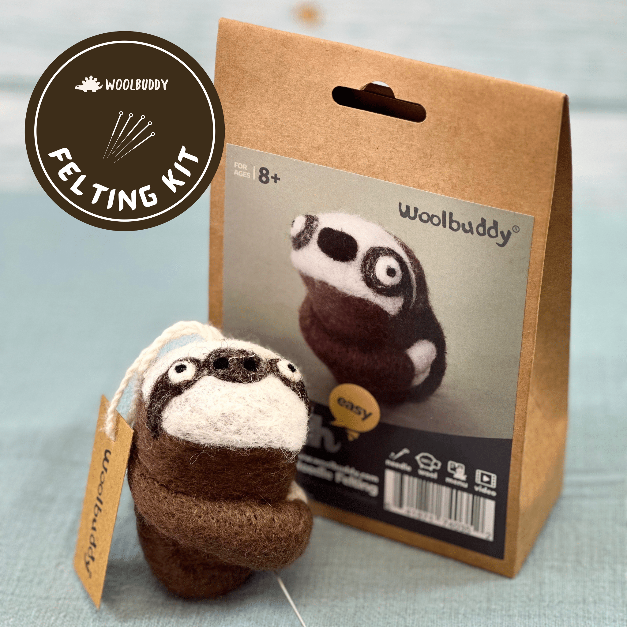 Needle Felting Sloth Kit – DIY Wool Animal Craft | Woolbuddy