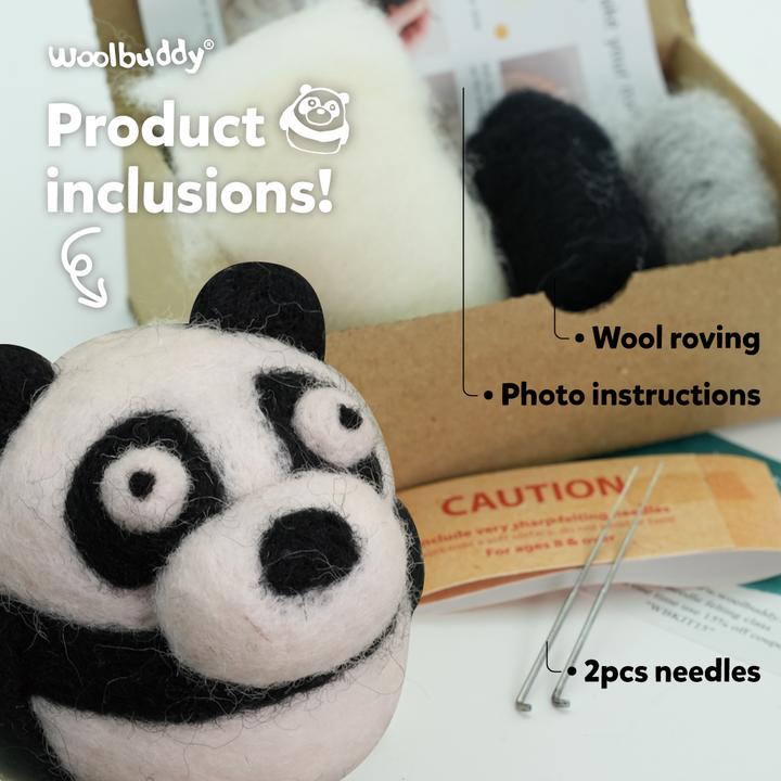 Needle Felting Panda Kit