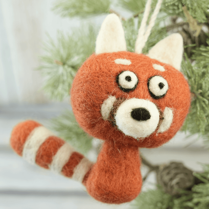 Handmade Wool Felt Red Panda Charm – Cute Bag & Desk Accessory | Woolbuddy