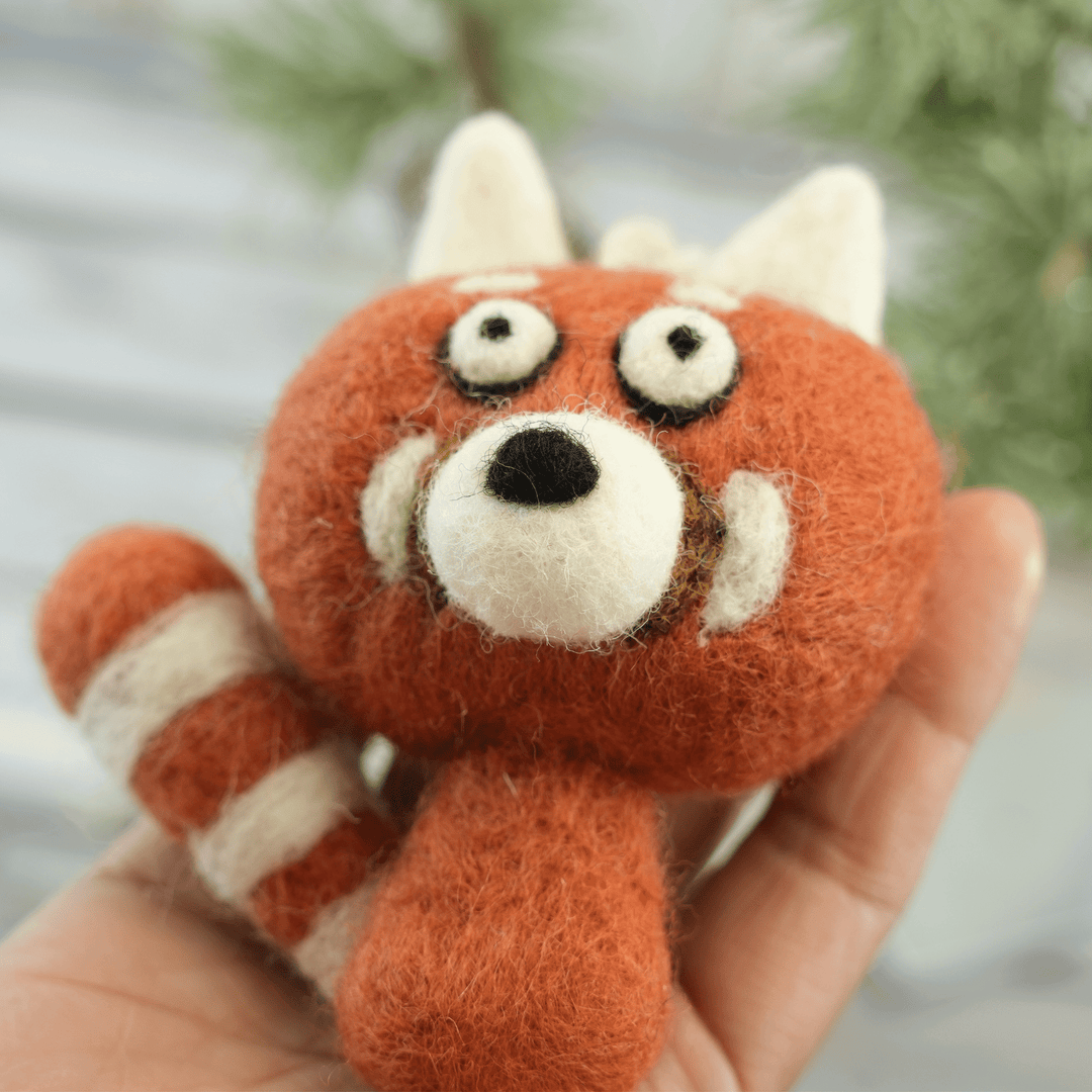 Handmade Wool Felt Red Panda Charm – Cute Bag & Desk Accessory | Woolbuddy