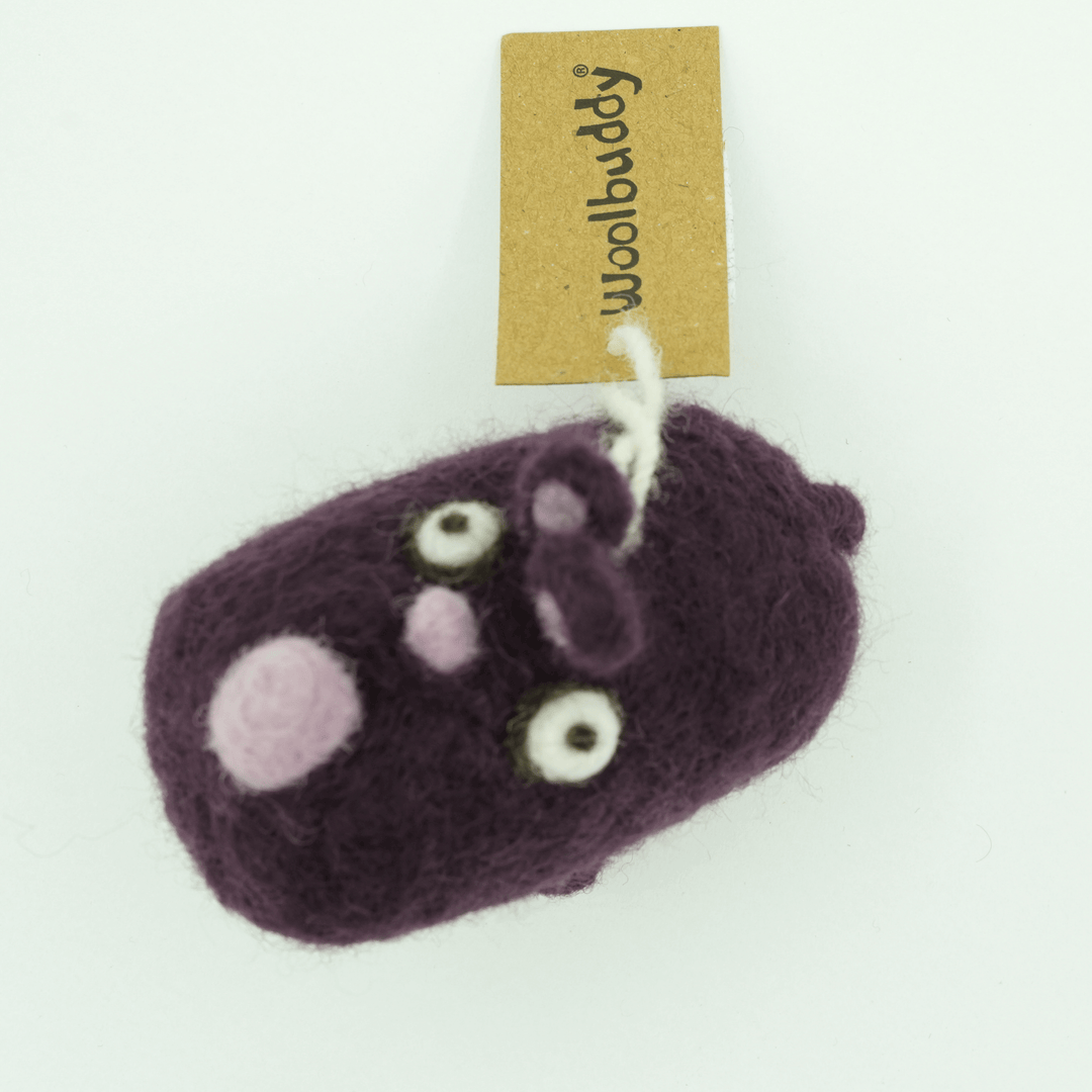 Handmade Wool Felt Purple Rhino Charm – Cute Bag & Desk Accessory | Woolbuddy