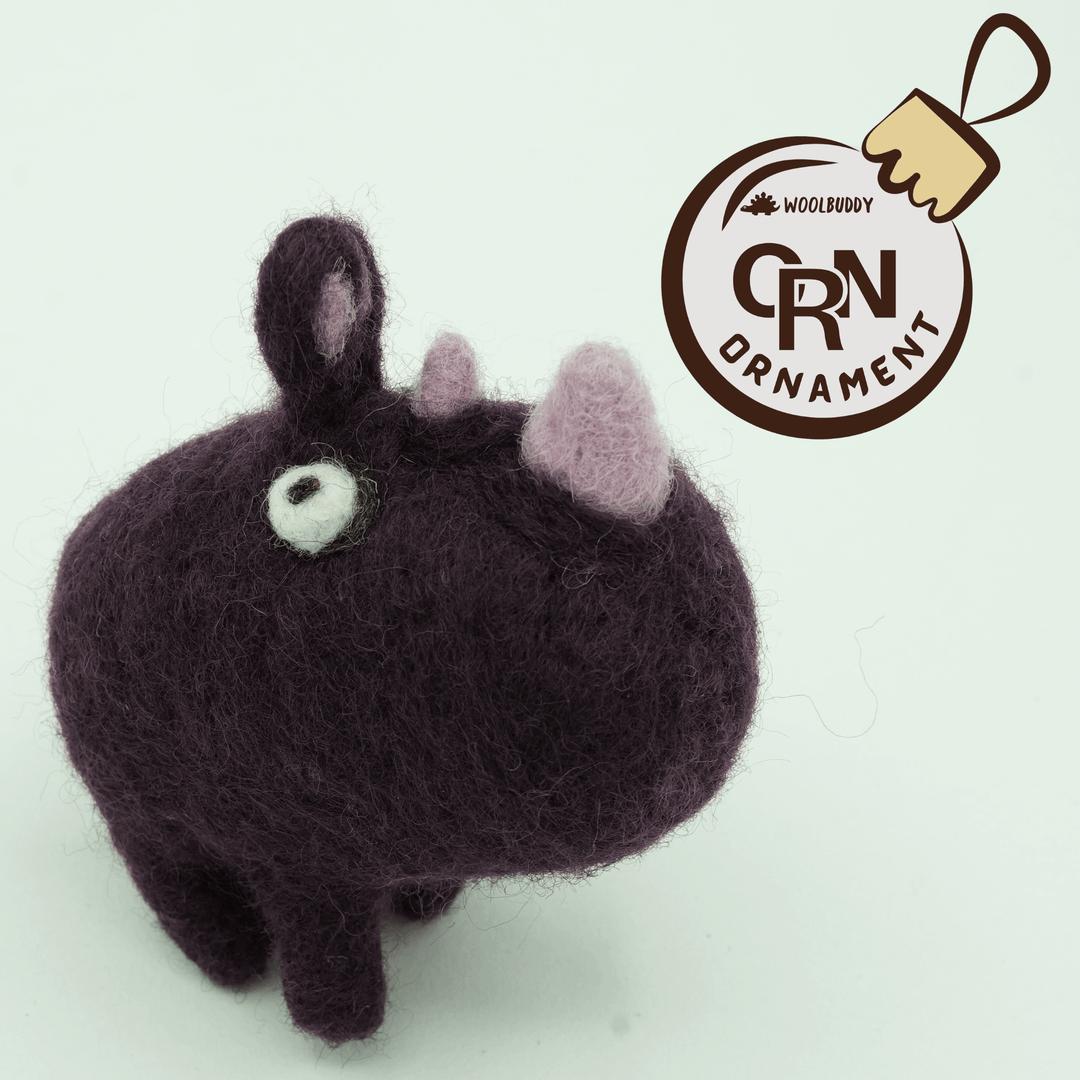Handmade Wool Felt Purple Rhino Charm – Cute Bag & Desk Accessory | Woolbuddy