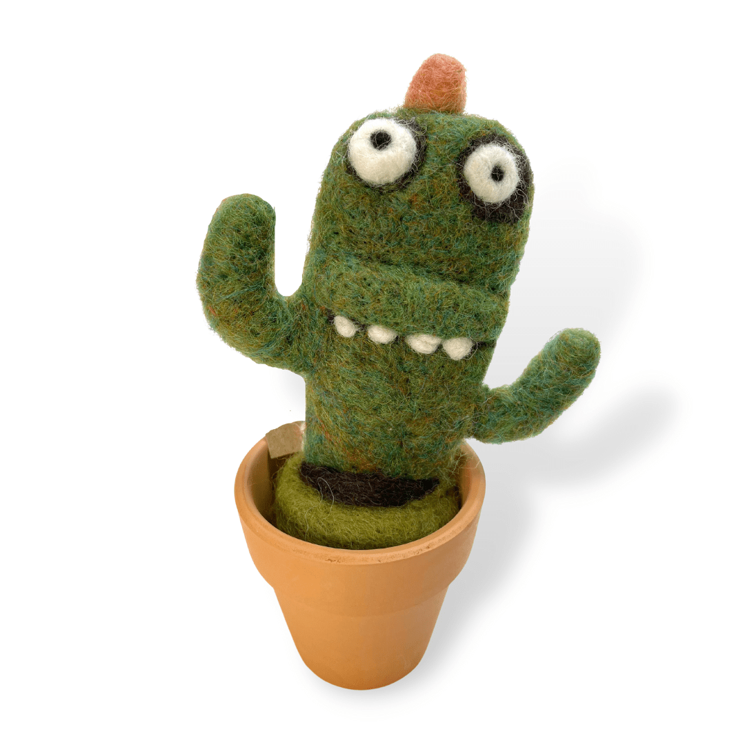 Saguaro Monster Plant with Clay Pot - Woolbuddy