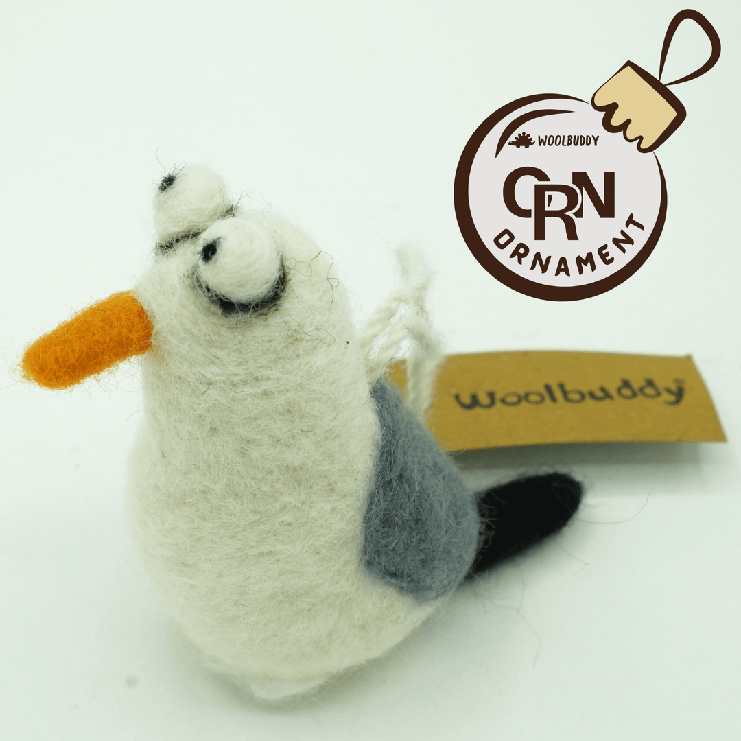 Handmade Wool Felt Seagull Charm – Cute Bag & Desk Accessory | Woolbuddy