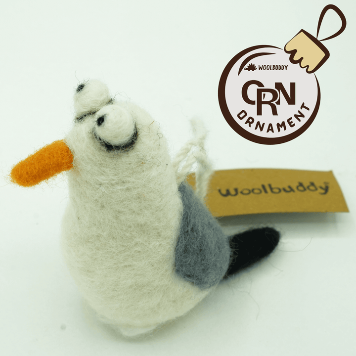 Handmade Wool Felt Seagull Charm – Cute Bag & Desk Accessory | Woolbuddy