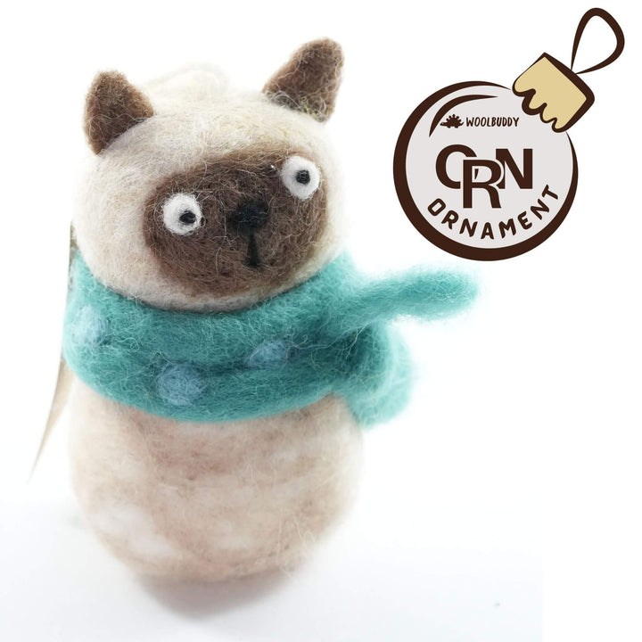Handmade Wool Felt Siamese Cat – Cute Animal Decoration | Woolbuddy