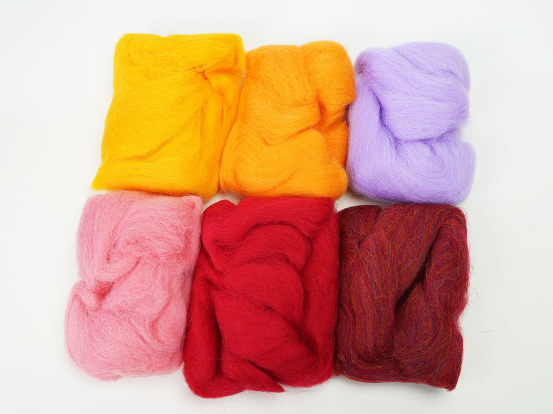Merino Wool 2 oz per pack– Summer Colors for Needle Felting, Wet Felting & Craft Projects | Woolbuddy