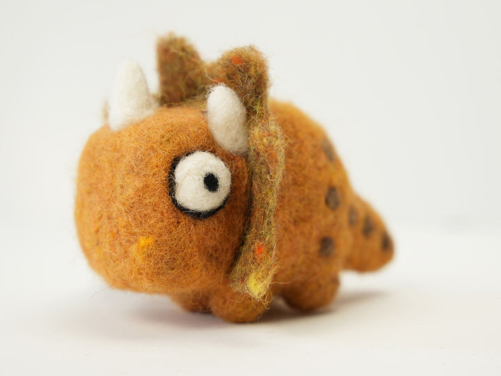 Handmade Wool Felt Triceratops – Cute Dinosaur Charm Decoration | Woolbuddy