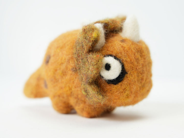 Handmade Wool Felt Triceratops – Cute Dinosaur Charm Decoration | Woolbuddy