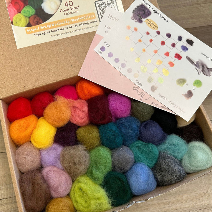 Wool Roving: 40 Colors Collection Kit - Woolbuddy