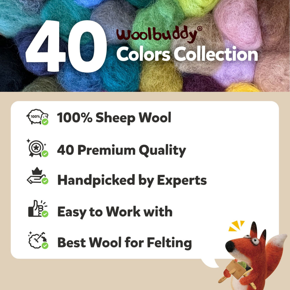 Wool Roving: 40 Colors Collection Kit - Woolbuddy