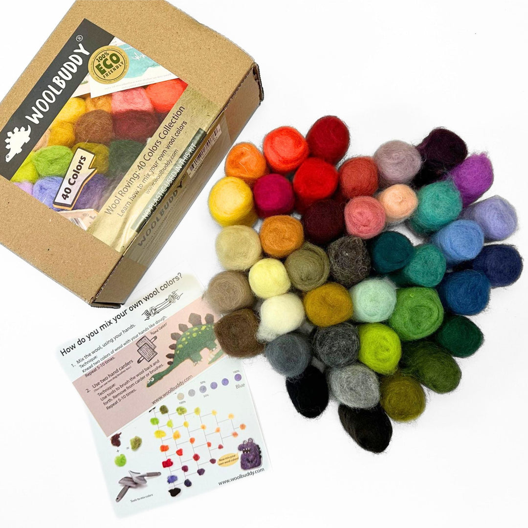 Wool Roving: 40 Colors Collection Kit - Woolbuddy